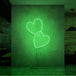 Neonlamp van hartjes in kleur groen