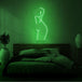 Neonlamp van de voorkant van een vrouw in kleur groen