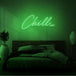 Neon letters met tekst "Chill" in kleur groen