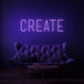 Neon letters met tekst "Create" in kleur create