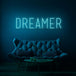 Neon letters met tekst "Dreamer" in kleur cyaan