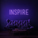 Neon letters met tekst "Inspire" in kleur paars