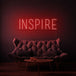 Neon letters met tekst "Inspire" in kleur rood