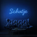 Neon letters in tekst "Schatje" in kleur blauw