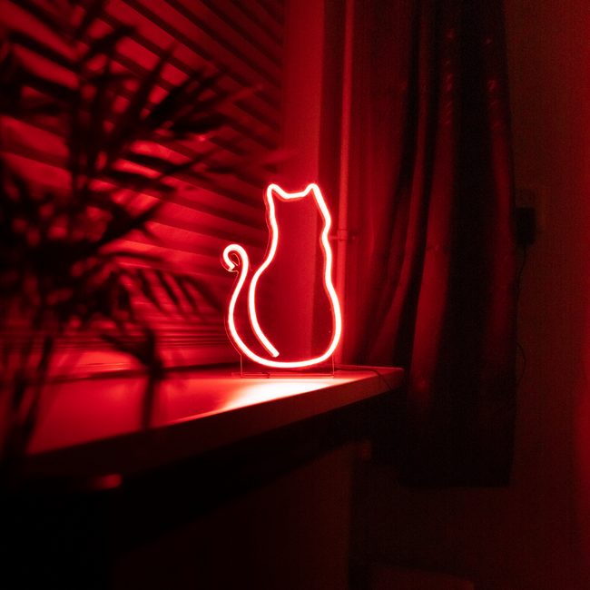 Mini neon lamp in de vorm van een kat in kleur rood