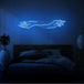 Neonlamp van twee handen in kleur blauw