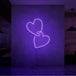 Neonlamp van hartjes in kleur paars