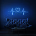 Neonlamp van hartslag met hartje in kleur blauw