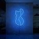 Neonlamp van een kat in kleur blauw