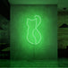 Neonlamp van een kat in kleur groen