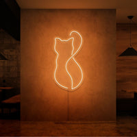 Neonlamp van een kat in kleur oranje