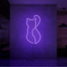 Neonlamp van een kat in kleur paars