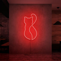 Neonlamp van een kat in kleur rood