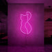 Neonlamp van een kat in kleur roze