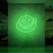 Neonlamp van een kop koffie in kleur groen