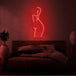 Neonlamp van de voorkant van een vrouw in kleur rood