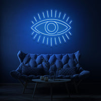 Neonlamp van een oog in kleur blauw