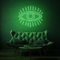 Neonlamp van een oog in kleur groen