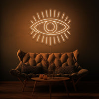 Neonlamp van een oog in kleur oranje