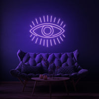 Neonlamp van een oog in kleur paars