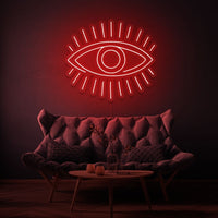 Neonlamp van een oog in kleur rood