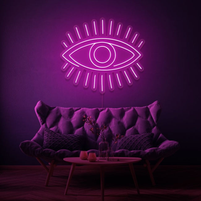 Neonlamp van een oog in kleur roze