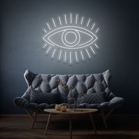 Neonlamp van een oog in kleur wit