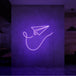 Neonlamp van papieren vliegtuig in kleur paars
