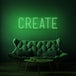 Neon letters met tekst "Create" in kleur groen