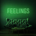 Neon letters met tekst "Feelings" in kleur groen