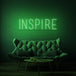 Neon letters met tekst "Inspire" in kleur groen