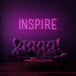 Neon tekst met tekst "Inspire" in kleur roze