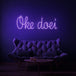 Neon letters met tekst "Oke doei" in kleur paars