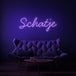 Neon letters in tekst "Schatje" in kleur paars