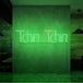 Neon letters in tekst "Tchin tchin" in kleur groen